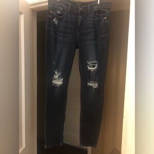 Judy Blue Dark Wash Distressed Skinny Jeans